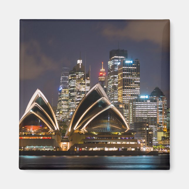 Sydney Opera house & city at night, Australia Magnet (Front)