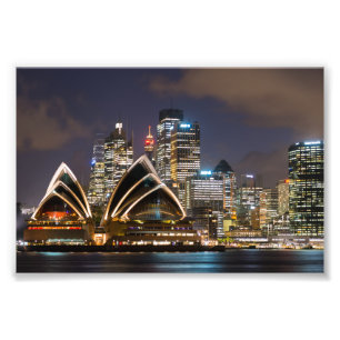 Sydney Opera house & cityscape at night, Australia Photo Print