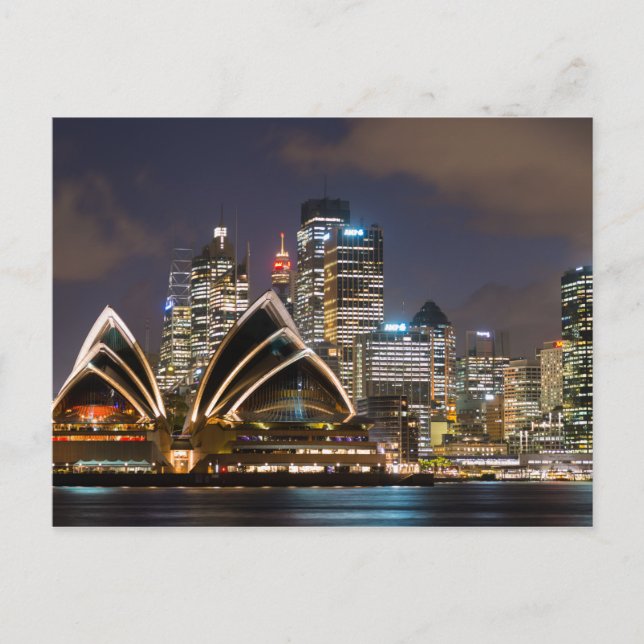 Sydney Opera house & cityscape at night, Australia Postcard (Front)