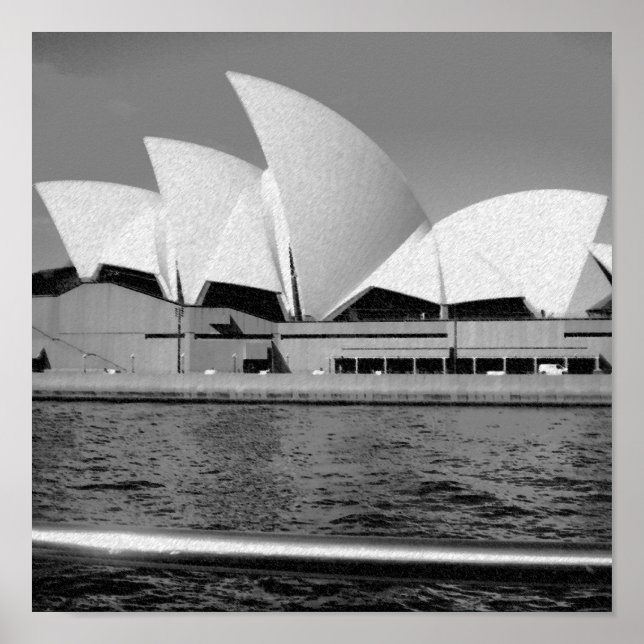 Sydney Opera House in Black and White Poster (Front)