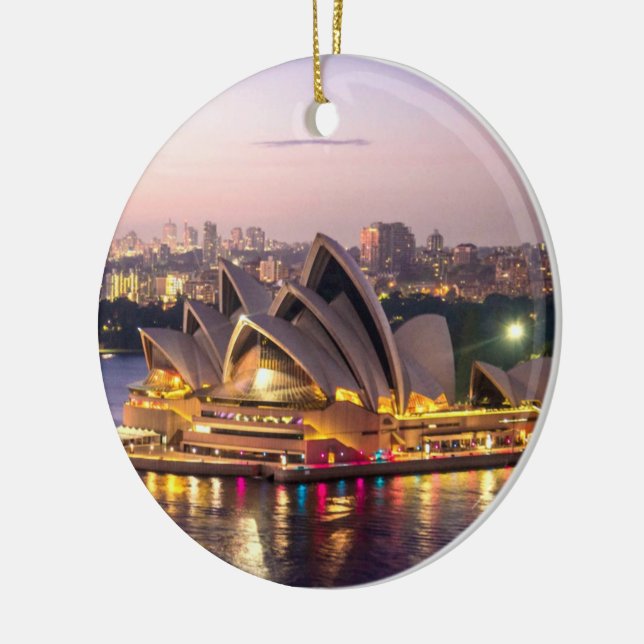 Sydney Opera House in the Evening Ceramic Tree Decoration (Left)
