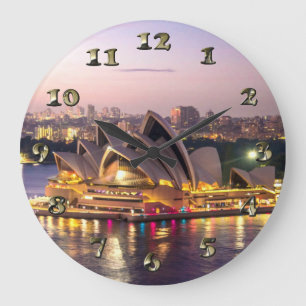 Sydney Opera House in the Evening Large Clock