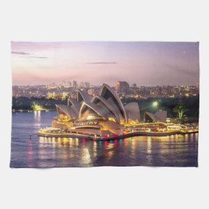 Sydney Opera House in the Evening Tea Towel