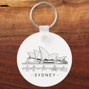 Sydney Opera House Minimalist Line Drawing Key Ring