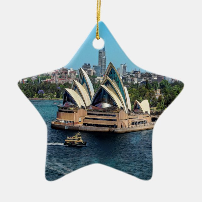 Sydney - OPERA HOUSE - panorama Ceramic Tree Decoration (Front)