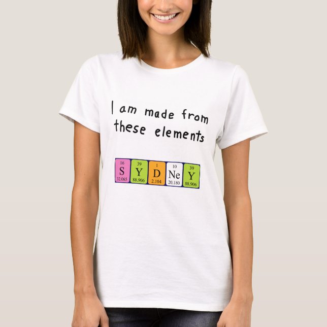 Sydney periodic table name shirt (Front)