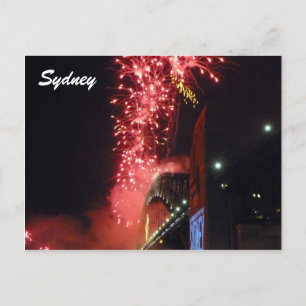 sydney red fireworks holiday postcard