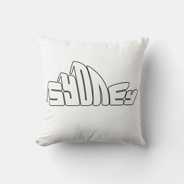 Sydney Retro Bubble Text Art Cushion (Front)