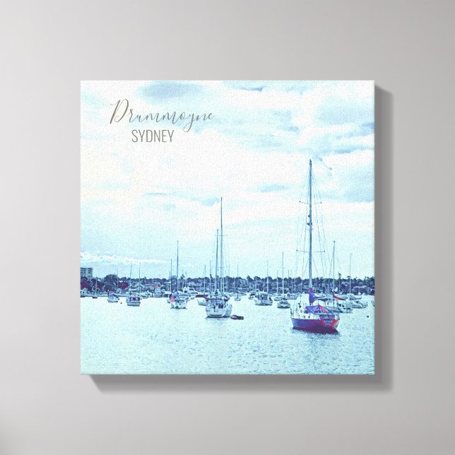 Sydney scene yachts on harbour Drummoyne Canvas Print (Front)