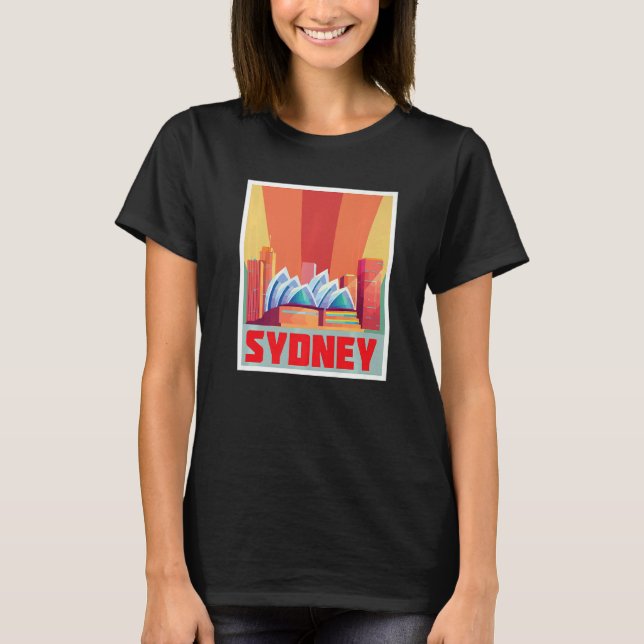 Sydney Skyline Retro Opera House New South Wales A T-Shirt (Front)