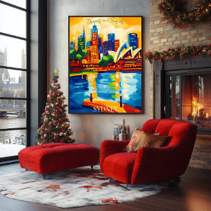 Sydney Skyline with Opera House Abstract Fauvist Poster