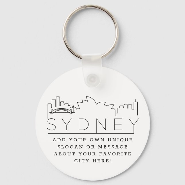 Sydney | Stylised Skyline Custom Slogan Key Ring (Front)