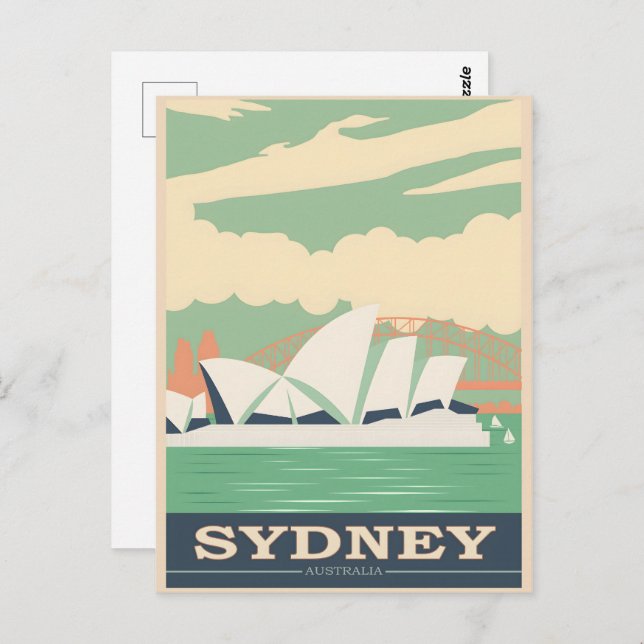Sydney vintage poster postcard (Front/Back)