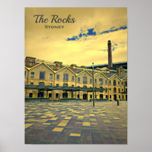 Sydney vintage The Rocks scenic travel Poster