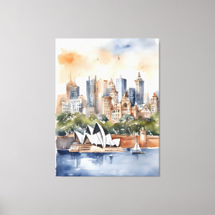 Sydney watercolor art canvas print