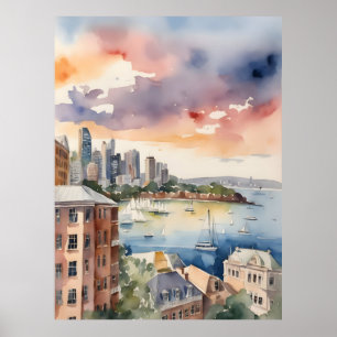 Sydney watercolor art poster