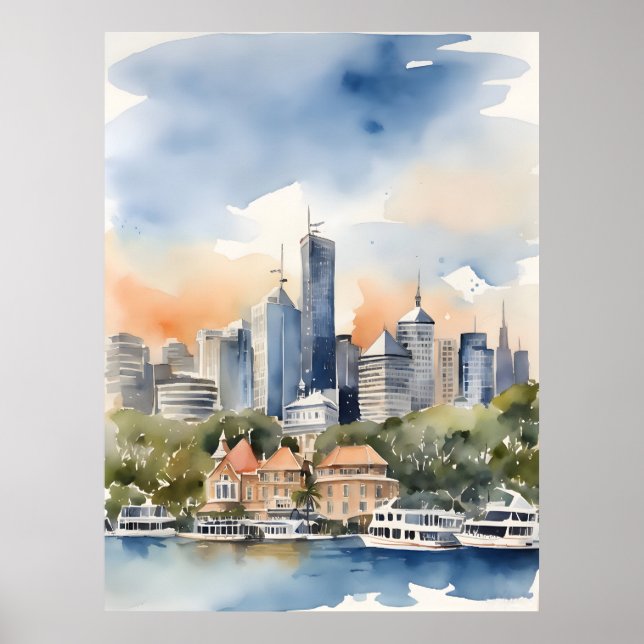 Sydney watercolor art poster (Front)