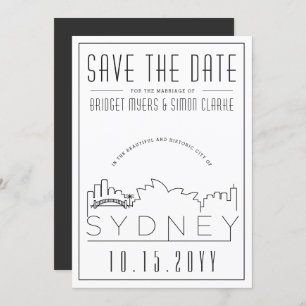 Sydney Wedding Deco Style Skyline Save the Date Invitation