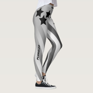 Sylish monogrammed black white grey gradient gym leggings