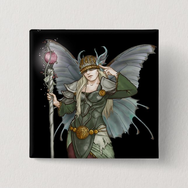 Sylph; Elven master sorceress, by Kathrin Polikeit 15 Cm Square Badge (Front)