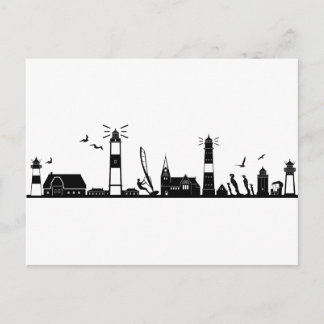 SYLT Nordsee Insel City Skyline Silhouette Postcard