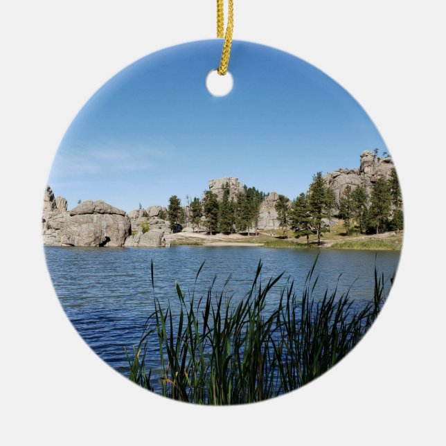 Sylvan Lake, Black Hills, Custer, South Dakota Ceramic Tree Decoration (Front)