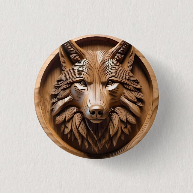 Sylvan Sentinel: The Majestic Wood Wolf Print 3 Cm Round Badge (Front)