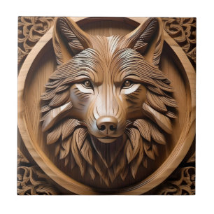 Sylvan Sentinel: The Majestic Wood Wolf Print, Tile