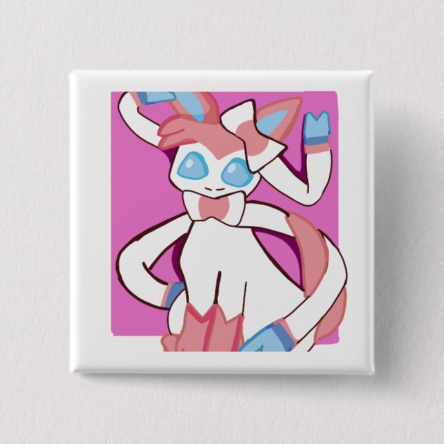 Sylveon (pokemon) 15 cm square badge (Front)