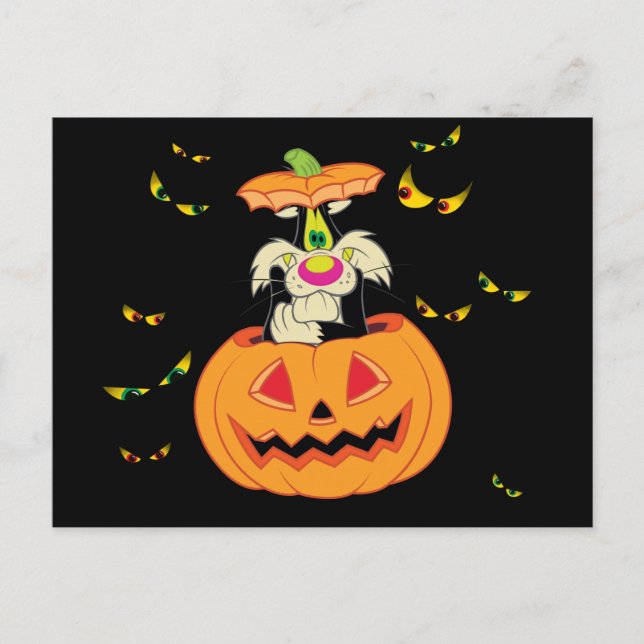 SYLVESTER™ Hiding in a Jack-o-Lantern Invitation Postcard (Front)
