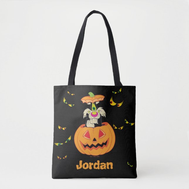 SYLVESTER™ Hiding in a Jack-o-Lantern Tote Bag (Front)