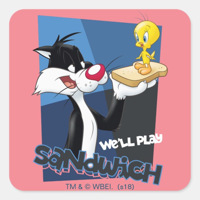 SYLVESTER™ & TWEETY™ "We'll Play Sandwich" Square Sticker (Front)
