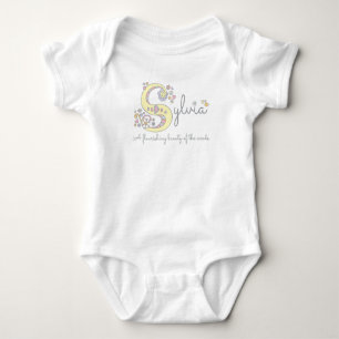 Sylvia girls name meaning monogram romper baby bodysuit