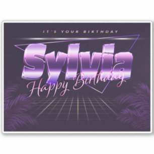 Sylvia Name First name lila retro Sticker Birthday