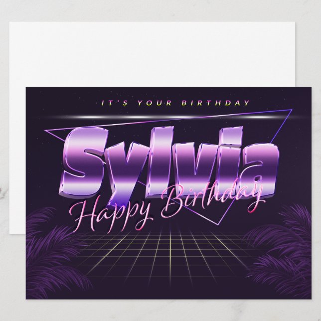 Sylvia Name First name pura retro card Birthday (Front/Back)