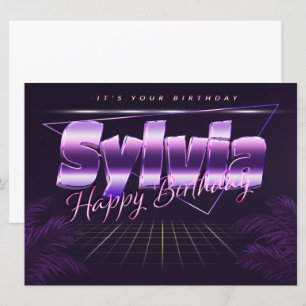 Sylvia Name Vorname lila retro Karte Geburtstag Card