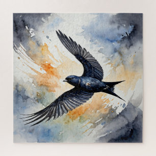 Symbiotic Sky Dancer: Graceful Swift BIrd Jigsaw Puzzle