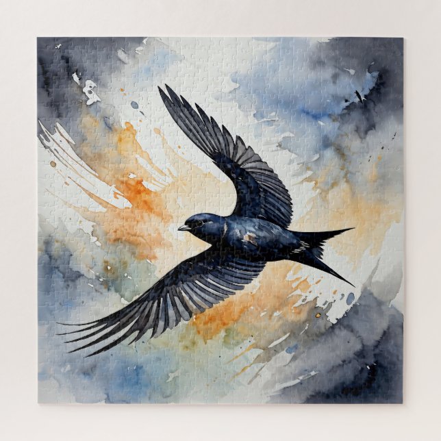 Symbiotic Sky Dancer: Graceful Swift BIrd  Jigsaw Puzzle (Vertical)