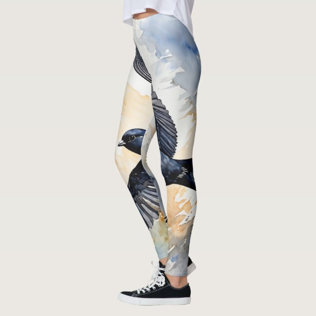 Symbiotic Sky Dancer: Graceful Swift BIrd  Leggings (Left)