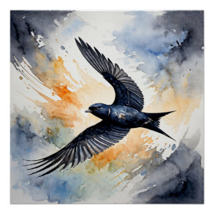Symbiotic Sky Dancer: Graceful Swift BIrd  Poster
