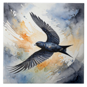 Symbiotic Sky Dancer: Graceful Swift BIrd Tile