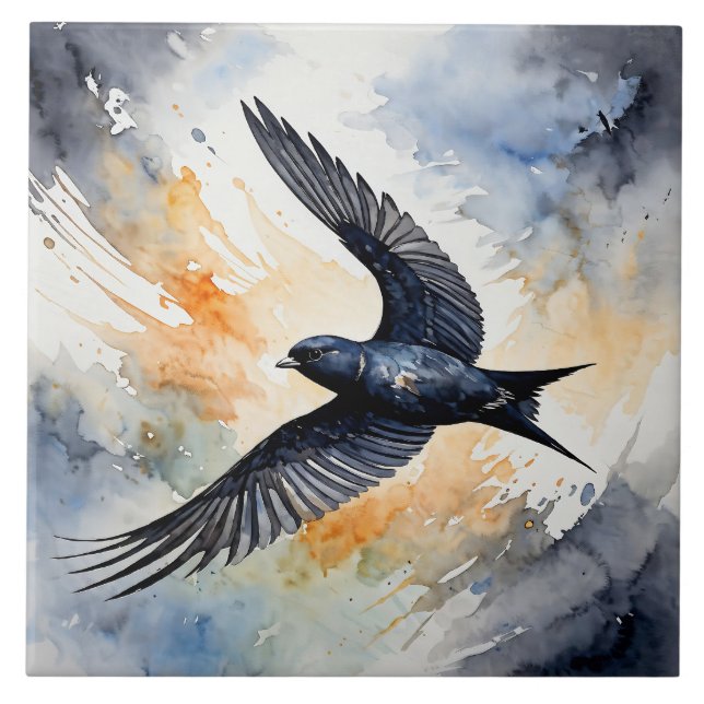 Symbiotic Sky Dancer: Graceful Swift BIrd  Tile (Front)