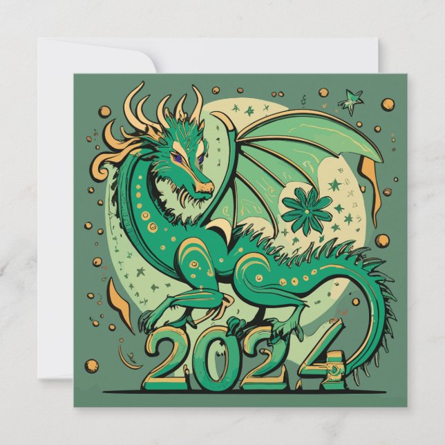 Symbol 2024 New Year, Green Wood Dragon  (Front)