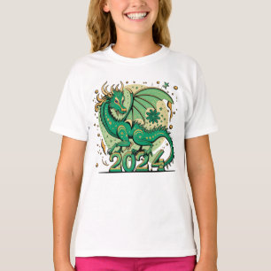 Symbol 2024 New Year, Green Wood Dragon  T-Shirt