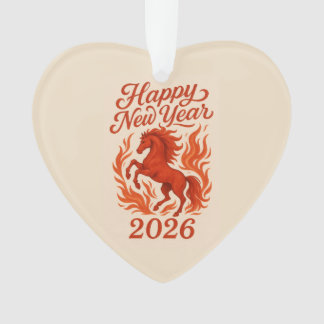 Symbol 2026 Fire Red Horse Ornament