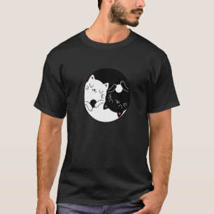 Symbol cat cats white black yoga yin and yang T-Shirt