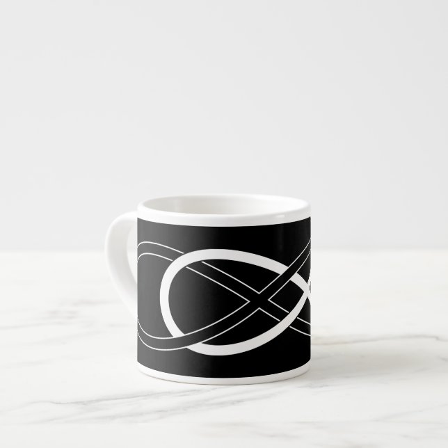Symbol double Infinity - Black & White Espresso Cup (Front Left)