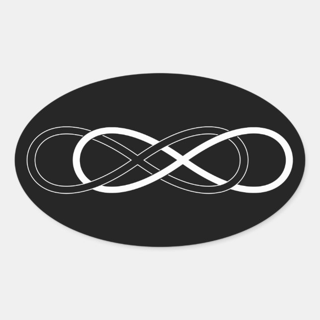 Symbol double Infinity - Black & White Oval Sticker (Front)
