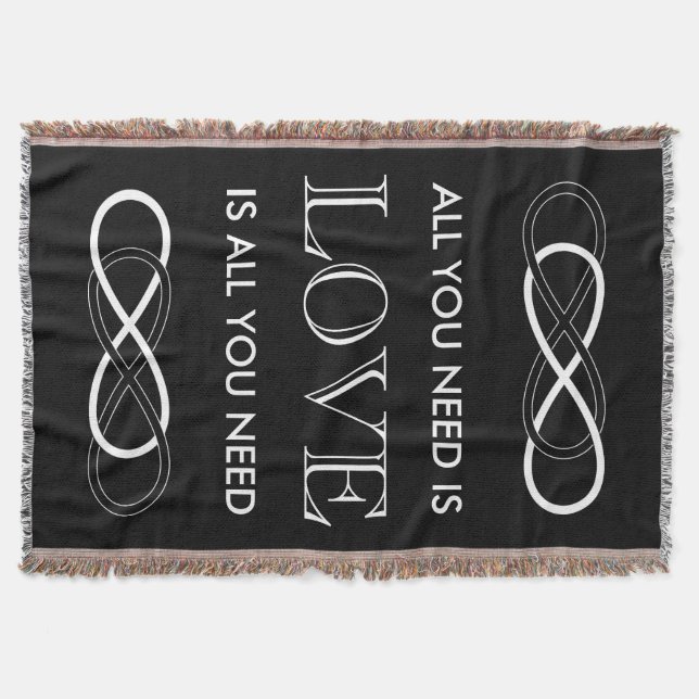 Symbol double Infinity - Black & White Throw Blanket (Front)