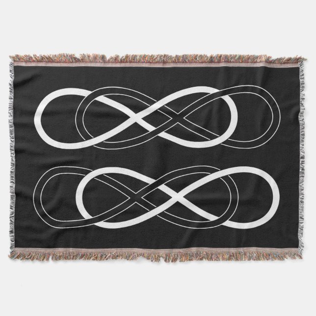 Symbol double Infinity - Black & White Throw Blanket (Front)